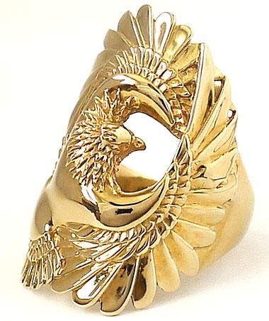 BIG WING EAGLE HAWK GOLD BRASS BRONZE RING Sz 8 NEW BIKER MENS JEWELRY 