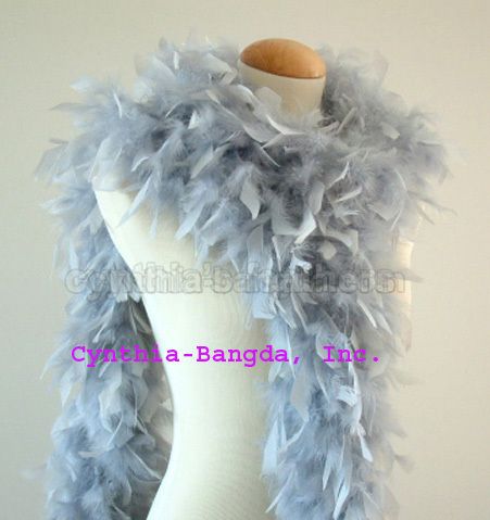 65g Silver Grey Chandelle Feather Boa, 72 long A+++ cynthias 