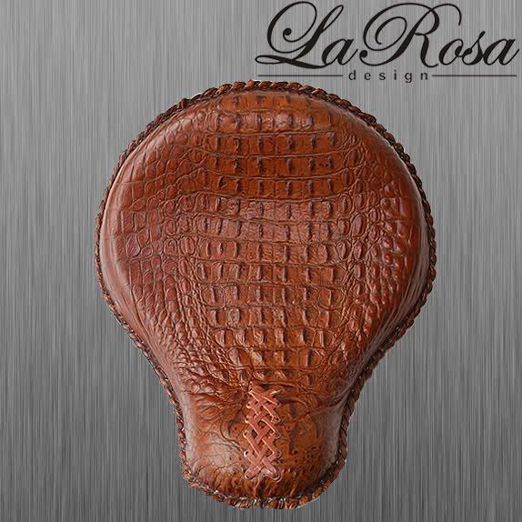 Harley Chopper Bobber LAROSA Brown Alligator Solo Seat  