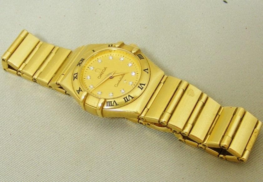   18K GOLD LADIES OMEGA CONSTELLATION DIAMOND WRIST WATCH MIB  