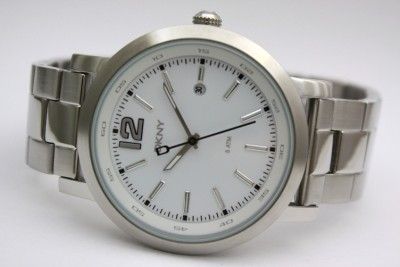 New DKNY Men Steel Dress Date Oversize Watch NY1442  