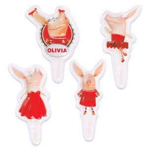 OLIVIA PIG Party CUPCAKE Decoration x6 Cake Favors Topper Kit Set Zoo 