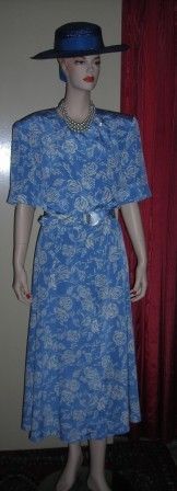 Liz Claiborne Wedgwood Blue Floral Dress Sz 12  