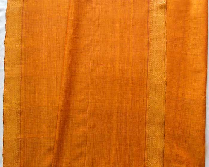 Hand Loomed, Mangalgiri, Cotton. Double Border. Saffron  