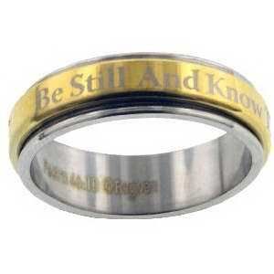 Ring~ Be Still and Know That I am God ~Gold/Silver SZ 7  