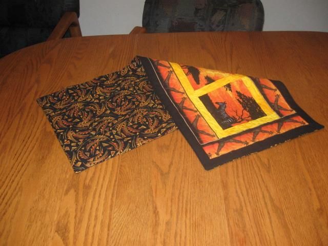 Hndmade Table Runner Jungle Safari Africa giraffe lion  