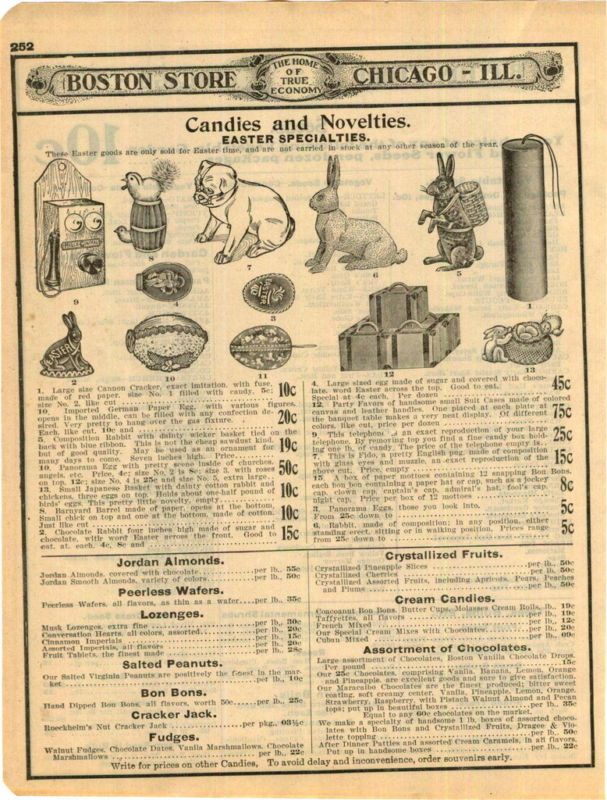 1905 German Easter Candy Boxes Toy Telephone Rabbits ad  