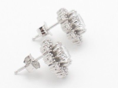 PLATINUM SILVER DIAMOND SET SOLATAIRE STUD EARING ROUND  