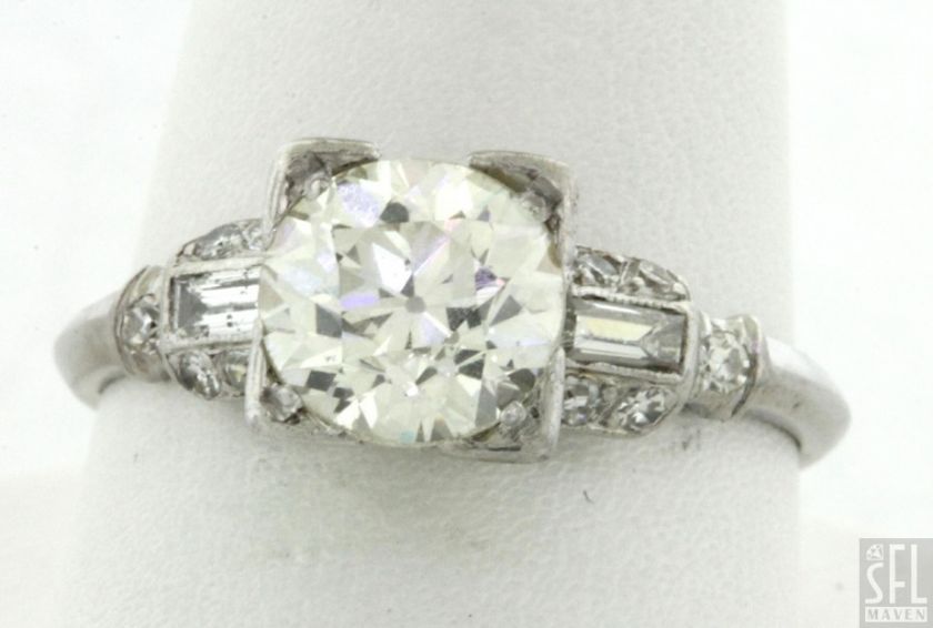   VINTAGE PLATINUM 1.58CT VS DIAMOND WEDDING RING W/ 1.38CT CENTER