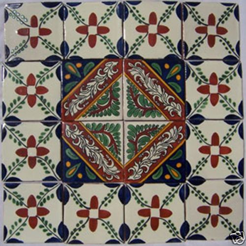 16 TILES Ceramic MEXICAN Talavera Hand Made #416  