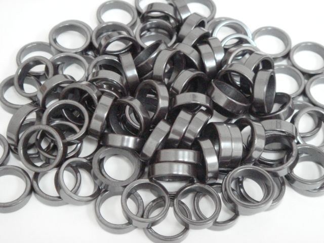 WHOLESALE BULK BLACK HEMATITE RINGS 6MM SZ 5 #R 168  