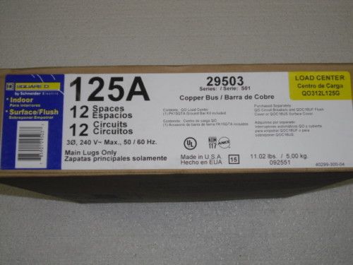 Brand New 125A Square D Indoor Load Center QO312L125G  