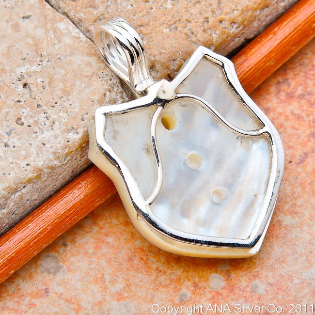 RARE OCEAN SEA SHELL .925 SILVER SIGNATURE PENDANT 1 1/4  