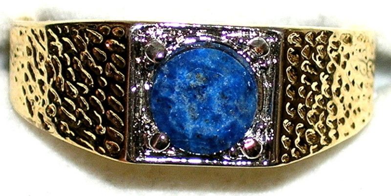 Mens Genuine Round Lapis Lazuli Solitaire Ring  