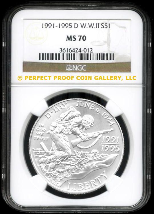 NGC MS70 1991 1995 D WORLD WAR II DOLLAR MS 70  