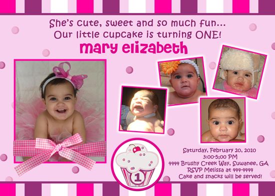 LIL CUPCAKE FIRST 1ST BIRTHDAY INVITATIONS   U PRINT  