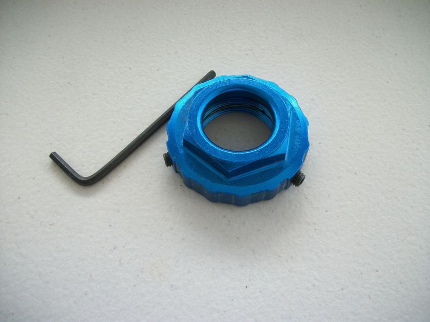 VINTAGE OLD SCHOOL BMX HEADSET LOCK NUT ALUMINUM BLUE COLOR  