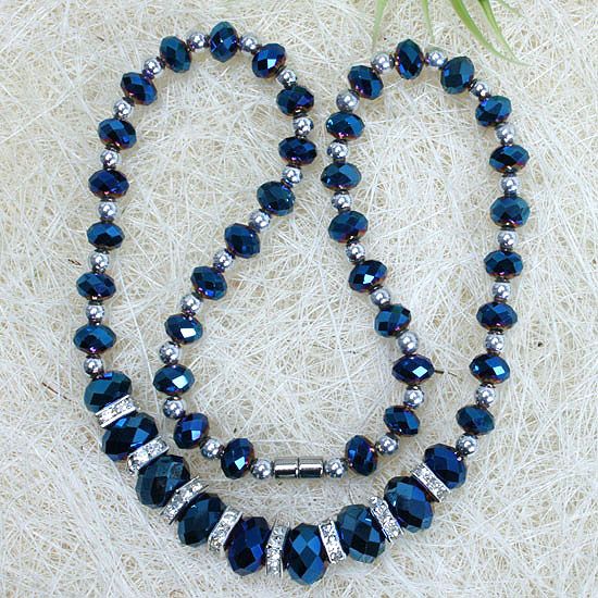 AB Blue Crystal Glass Faceted Beads Jewelry Necklace  