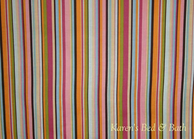 Pink Blue Green Brown Orange Yellow Stripes Striped Curtain Valance