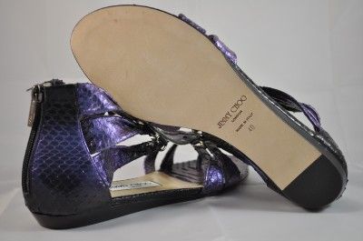 JIMMY CHOO SNAKESKIN DIAL PURPLE BLACK GLADIATOR SZ 40 / 10 (EE153) $ 