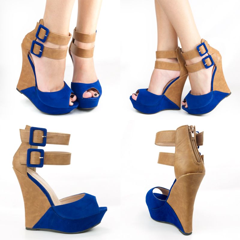   TOE 5 HIGH HEEL PLATFORM DOUBLE MARY JANE WEDGE PUMP SANDAL  