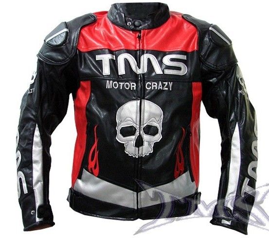 TMS RED/BLACK ARMOR SKULL MOTORCYCLE JACKET SPORTBIKE~XXXL/3XL  