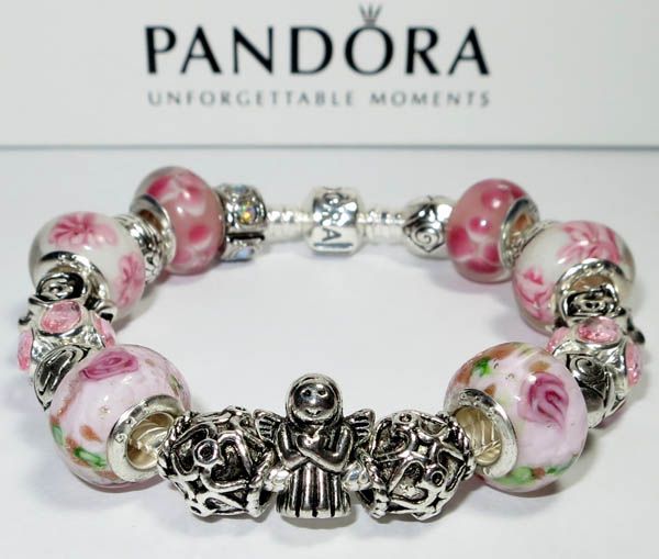 Authentic Pandora Bracelet Sweet Angel with 19 Beads & Charms w 