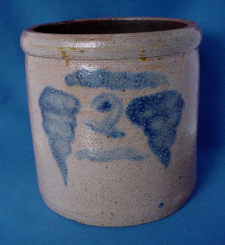 Tuscarawas County Ohio Stoneware Crock Jar with Cobalt Tornadoes 