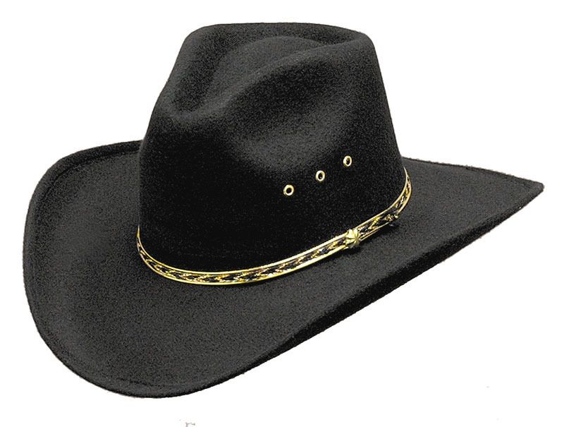 Black Felt COWBOY PINCH HAT & BAND   New   Size Kids  