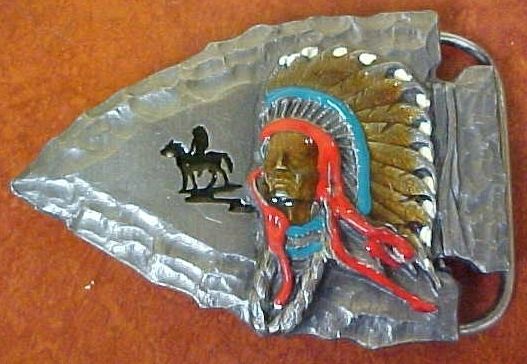 Siskiyou Pewter Belt Buckle Arrow Head Chief Joseph  