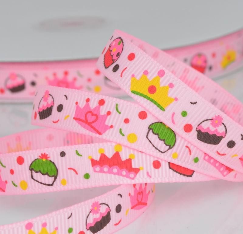 9mm Cute Princess Crown cupcake Grosgrain ribbon 5/50 yards(3 