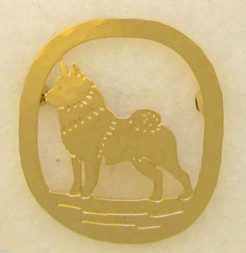 Norwegian Elkhound Jewelry Gold Large Pin  