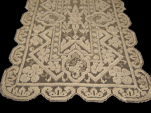 Beautiful Antique Filet Lace Table Runner  