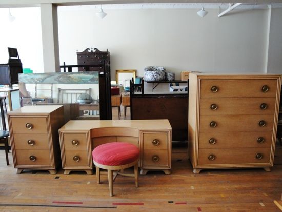 50s VANITY SET / VANITY /STOOL / DRESSER / NIGHTSTAND  