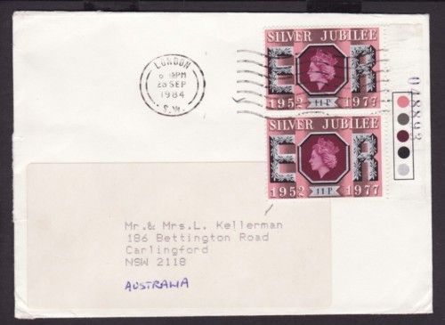 GREAT BRITAIN 1977 SILVER JUBILEE STAMPS PAIR on COVER  