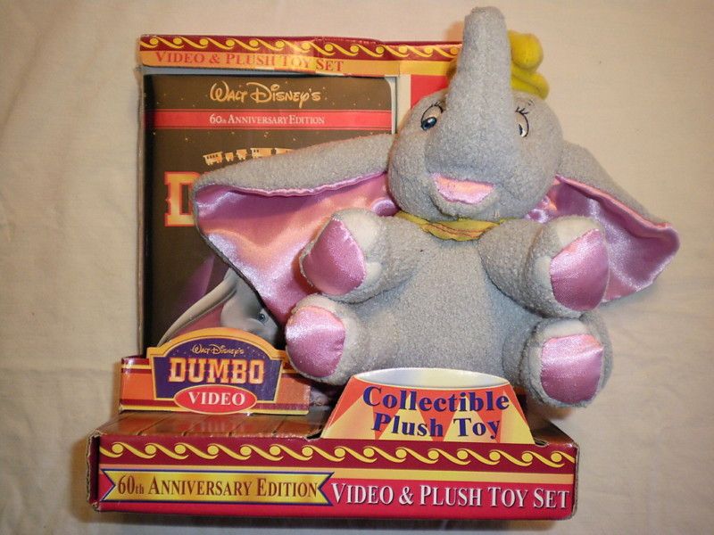 DISNEY DUMBO VHS 60th Anniversary Edt. Video & Plush Toy Set NIB NEW 