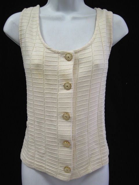 ST. JOHN Ivory Santana Knit Skirt Jacket Suit Sz 10/12  