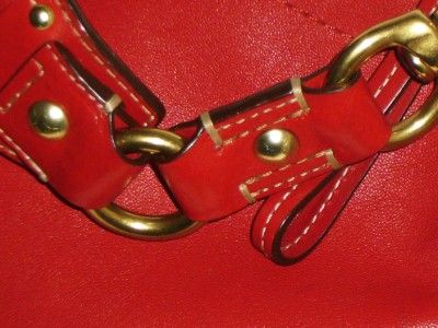 COACH Auth Gorgeous Red Leather Carly Duffle Hobo Shoulder Bag #10615 