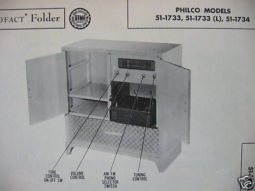 PhotoFact Manual PHILCO 51 1733 / 51 1734 (137)  