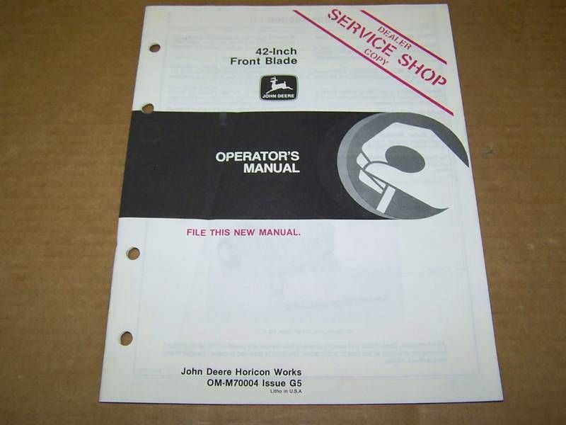 a735) John Deere Operator Manual 42 Front Blade  