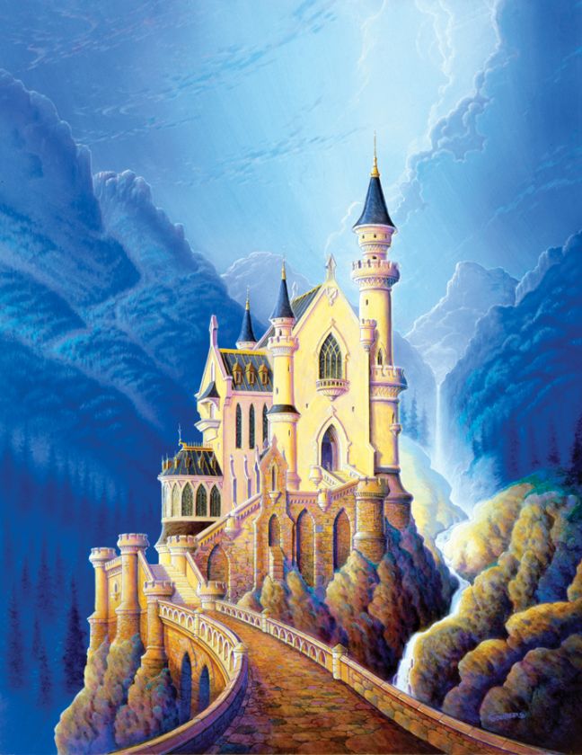 ORIGINAL ART Neuschwanstein Like Camelot Castle Souders  