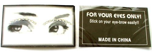 CARD OF STICK ON CRYSTAL EYEBROW TATTOOS NEW  