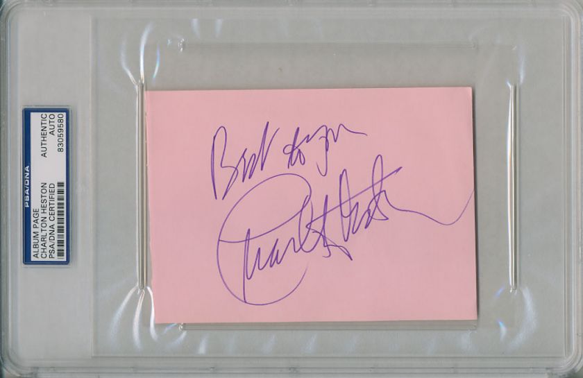 Charlton Heston Signed Autographed PSA DNA Album Page  