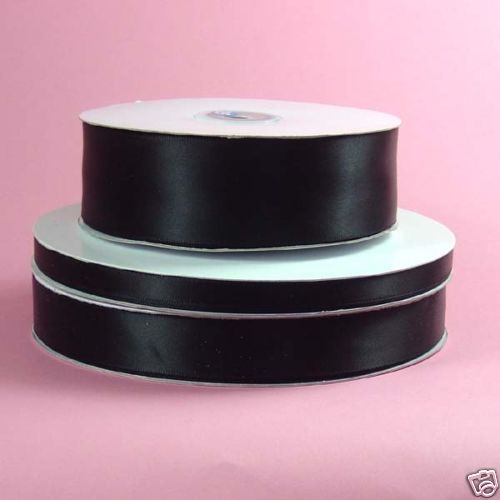 single faced satin ribbon 50yds/roll, BLACK  