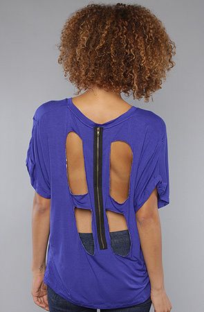 Cut Out Back Zipper Detail Tee  