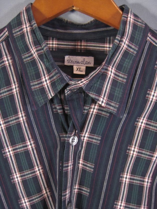 STEVEN ALAN usa rich plaid REVERSE SEAM SHIRT sz XL  