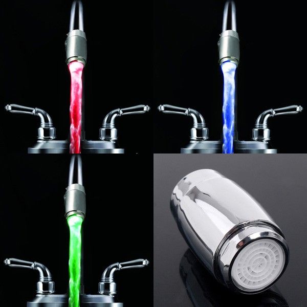 No Battery RGB Glow Water LED Faucet Temperature Sensor  