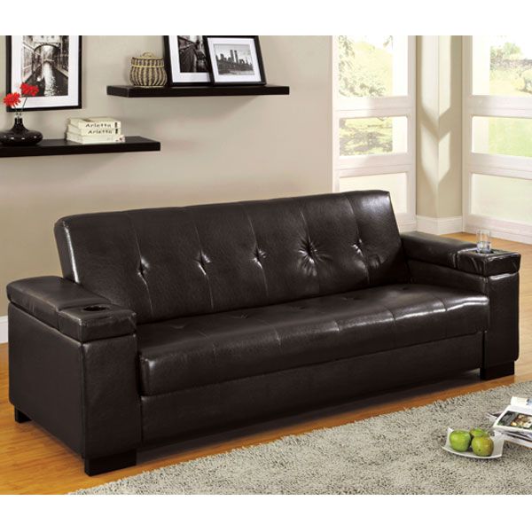 Espresso Contemporary Style Leatherette Futon  