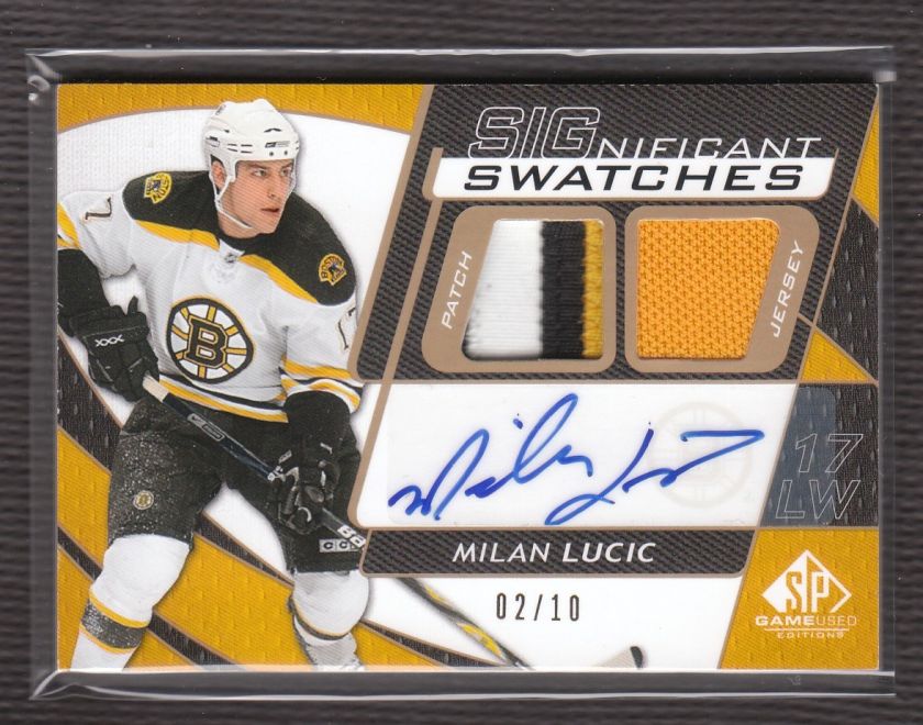 Milan Lucic 2008 09 SP Game Used JERSEY 3 COLOR PATCH AUTO /10  