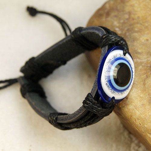 Wonderful Evil Eye leather hemp bracelet Wristband  